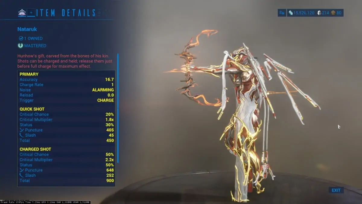 Nataruk est l'une des meilleures armes principales de Warframe