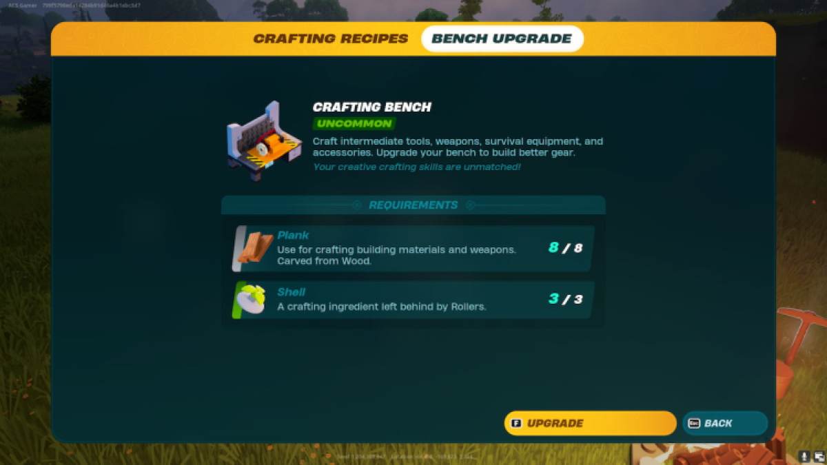 Mise à niveau du banc d'artisanat dans Lego Fortnite