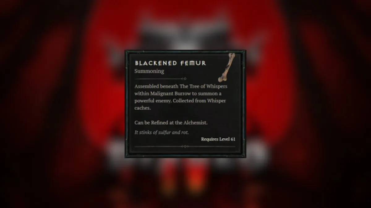 Diablo 4 Fémur noirci