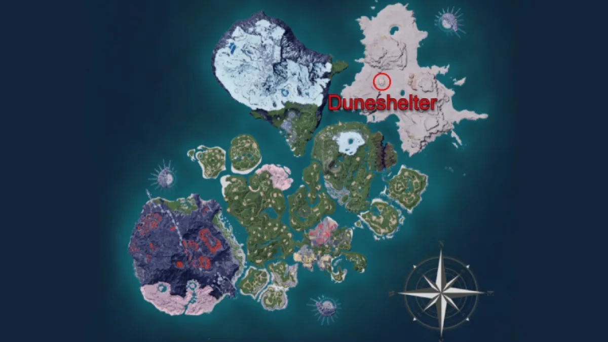 Emplacement de Duneshelter Palworld
