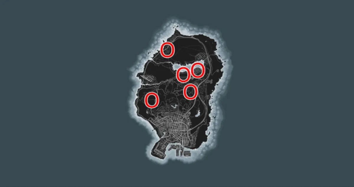 Carte des emplacements des sangliers de Gta Online