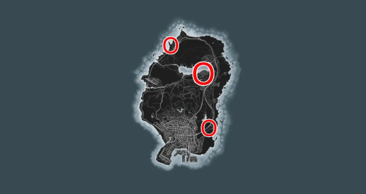 Carte des emplacements des coyote de Gta Online