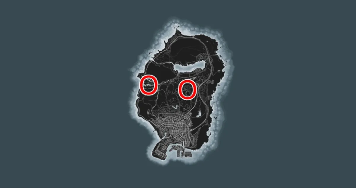 Carte des emplacements des grands cormorans de Gta Online