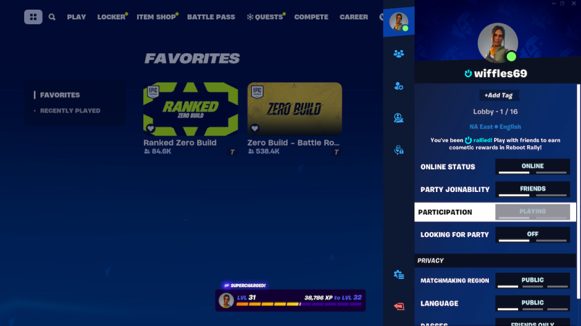 Menu Fortnite Assis