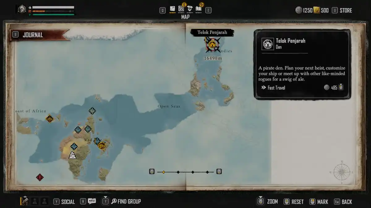 Skull and Bones : Emplacement de la prison de Telok