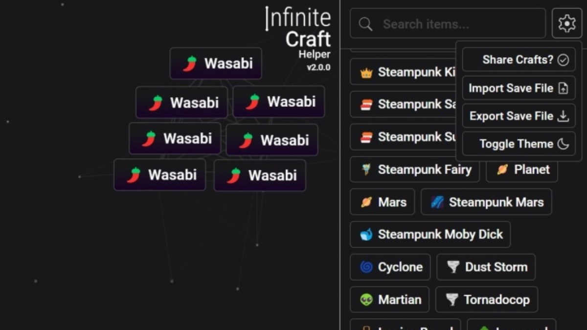 Comment dupliquer et mode sombre dans Infinite Craft