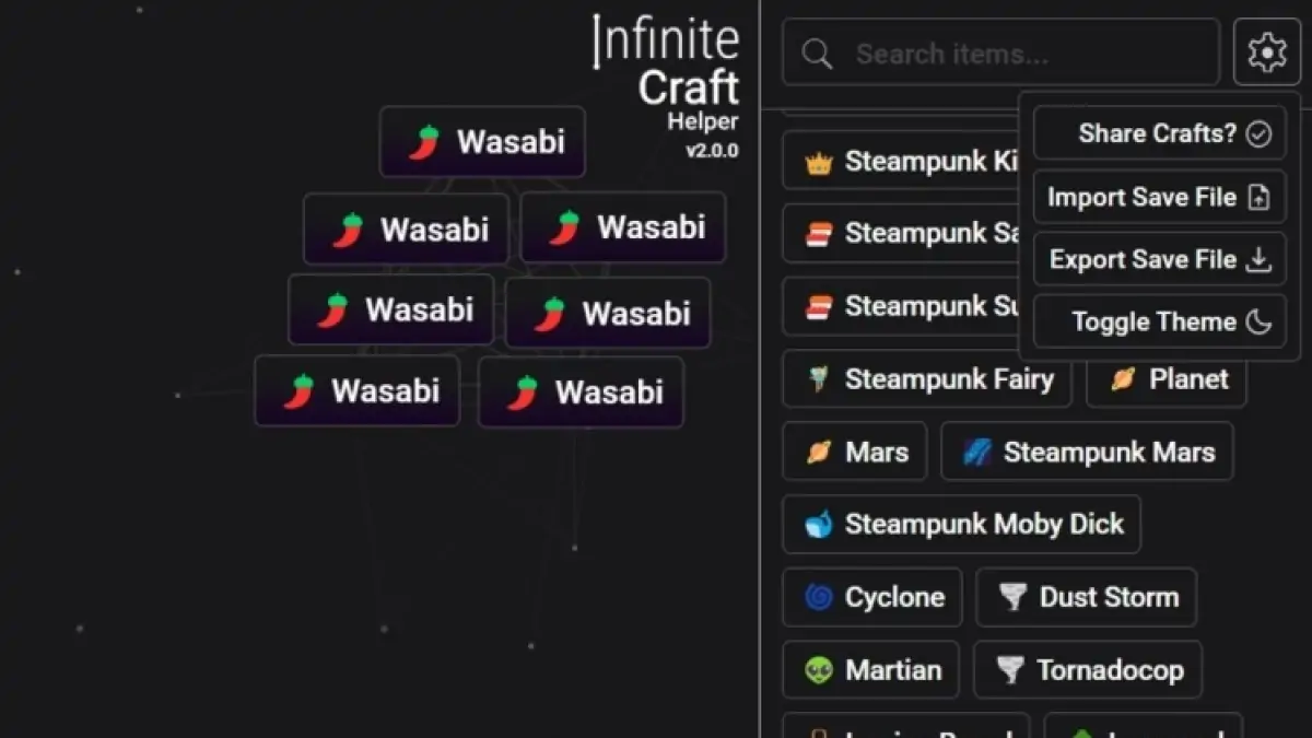 Comment dupliquer et mode sombre dans Infinite Craft