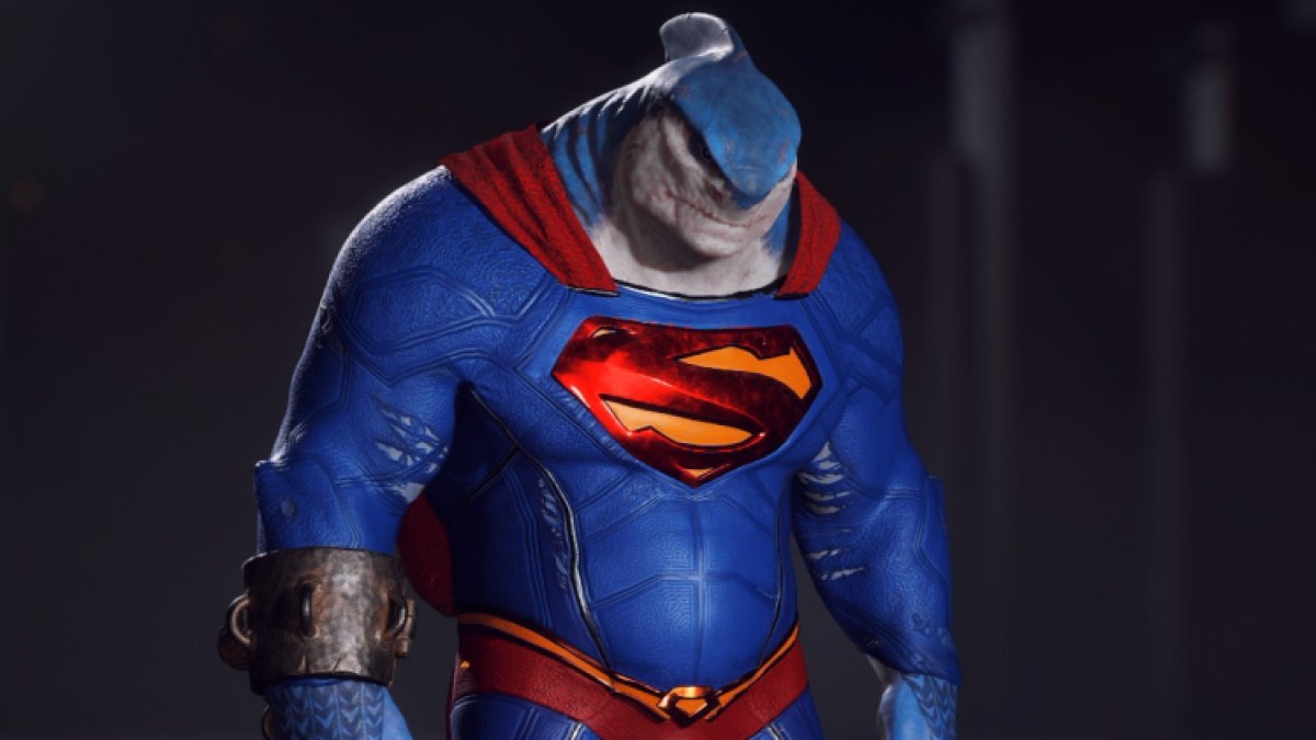 King Shark déguisé en Superman dans Suicide Squad : Kill the Justice League