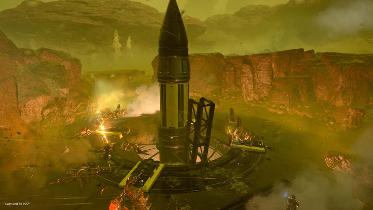 Helldiver 2 joueurs attaquant une structure1