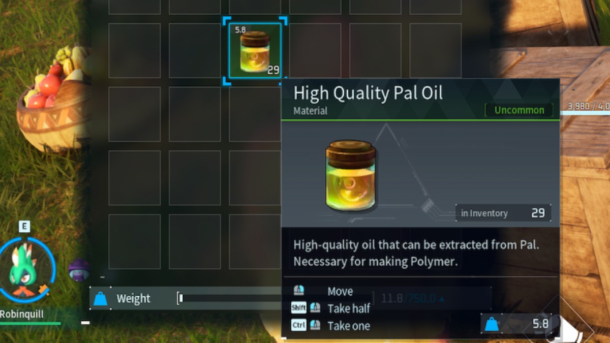 Huile Pal de haute qualité dans Palworld