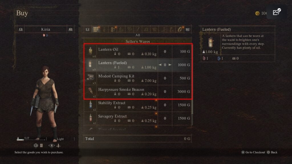 Menu de la boutique Dragon's Dogma 2