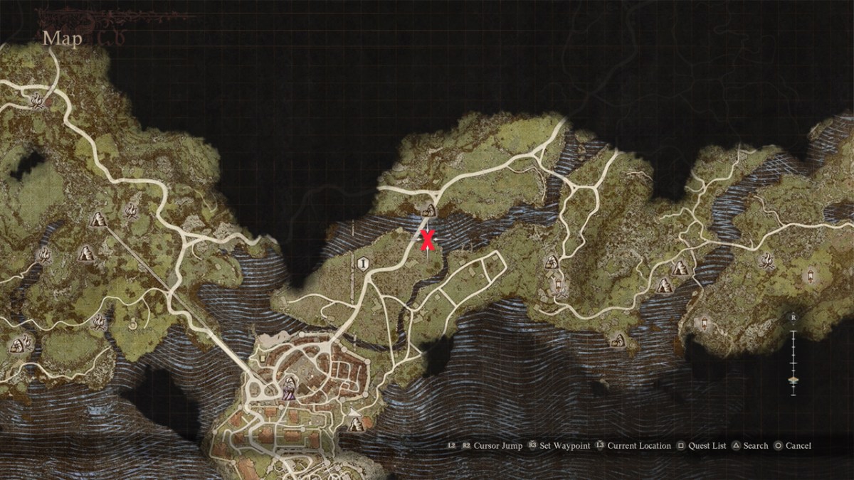 Emplacement de la veine de minerai d'or de Dragons Dogma 2