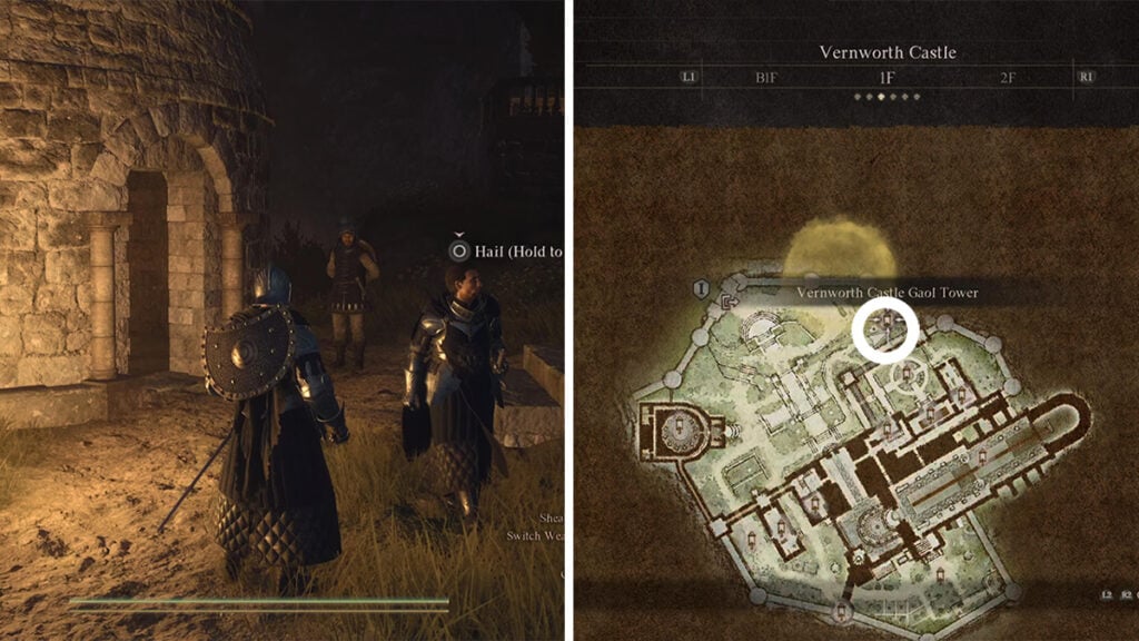 L'emplacement de la tour de la prison que vous devez visiter lors de la quête Le magistrat en cage dans Dragon's Dogma 2.