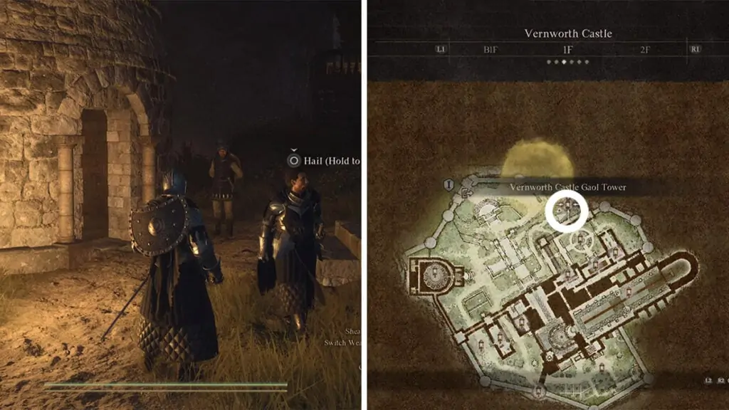 L'emplacement de la tour de la prison que vous devez visiter lors de la quête Le magistrat en cage dans Dragon's Dogma 2.