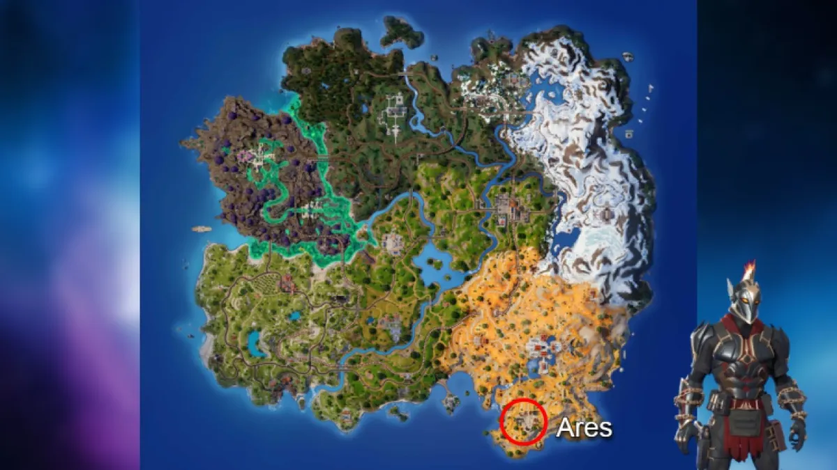 Emplacement du boss Fortnite Ares