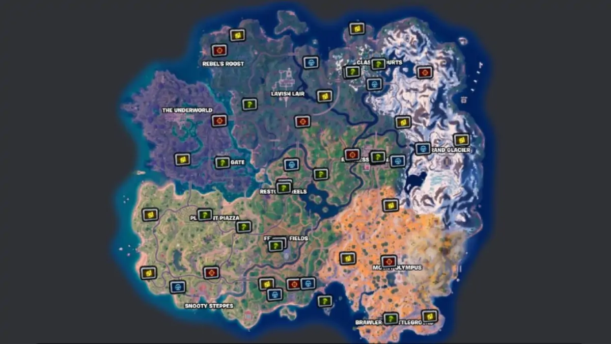 Une carte de chaque emplacement de briefing SHADOW dans Fortnite