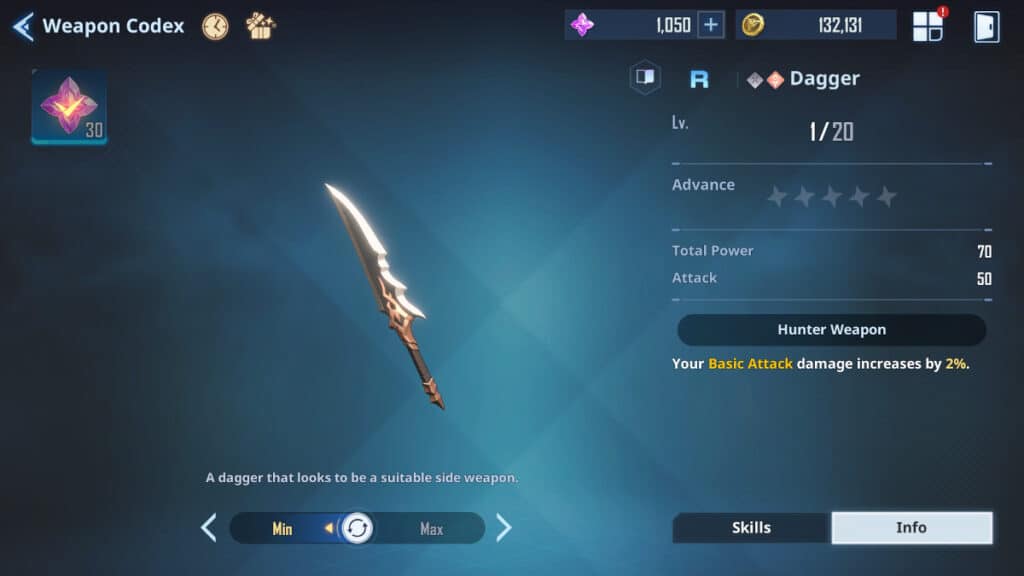 Liste des niveaux d’armes du chasseur