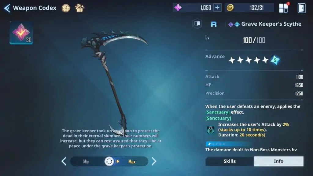 Liste des niveaux d'armes du joueur Solo Leveling Arise