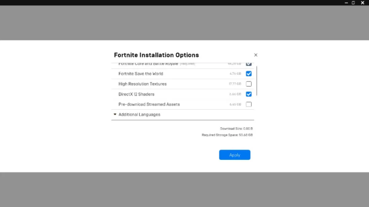 Désinstaller les textures haute résolution Fortnite