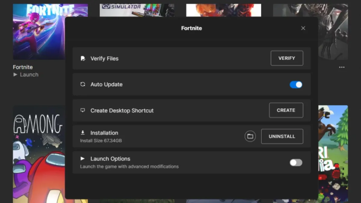 Vérifier les fichiers Fortnite