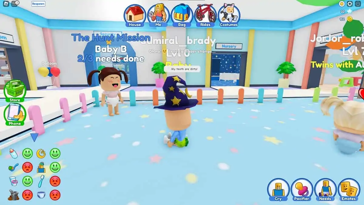 parler à bébé b pour commencer la chasse à la garderie Roblox Twilight