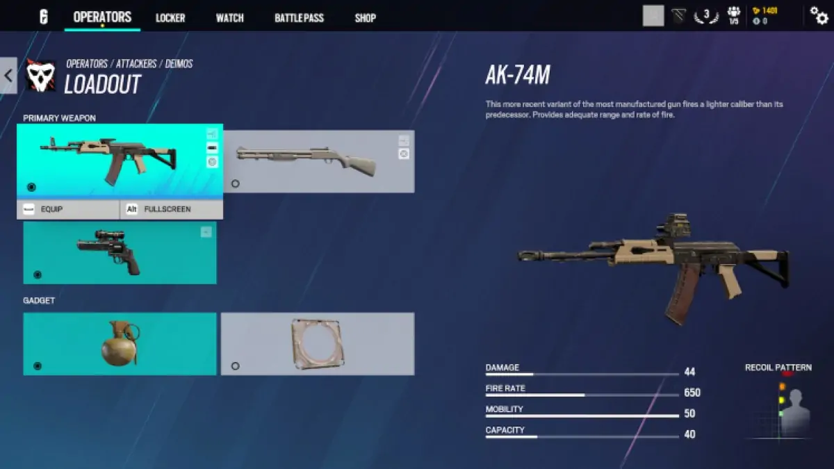 Équipement de Deimos Rainbow Six Siege