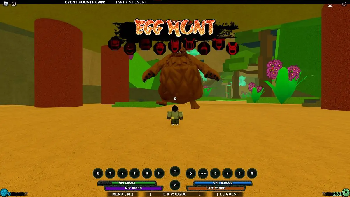 être poursuivi par le lapin pendant la chasse dans la vie de Roblox Shinobi