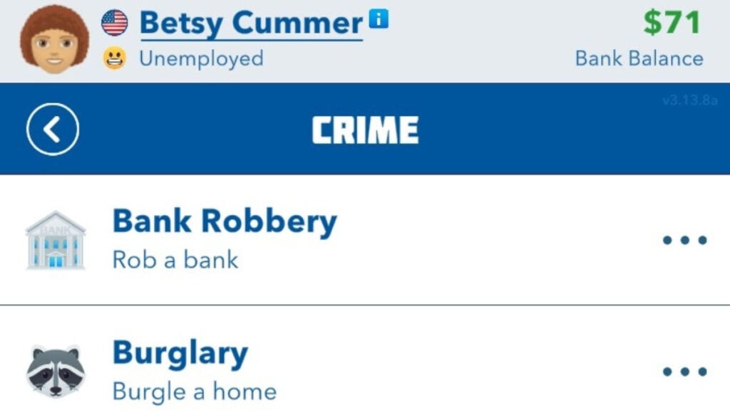 commettre un crime dans Bitlife