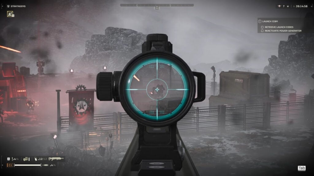 Un Helldiver vise un automate