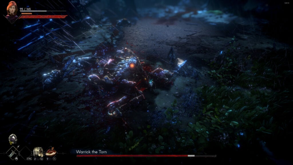 Le joueur affronte Warrwick the Torn, le premier boss de No Rest for the Wicked.