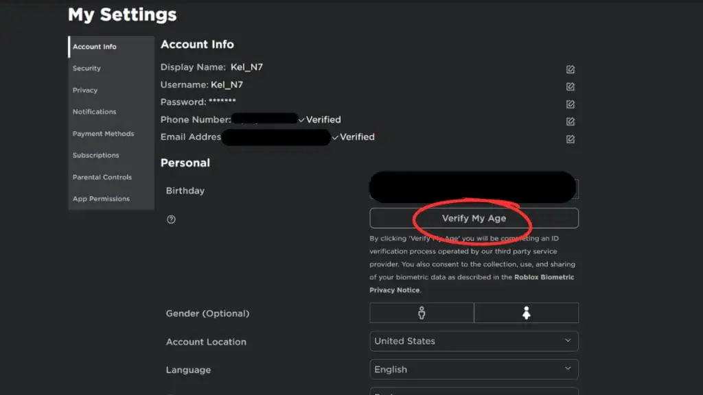 vérification de l'âge roblox