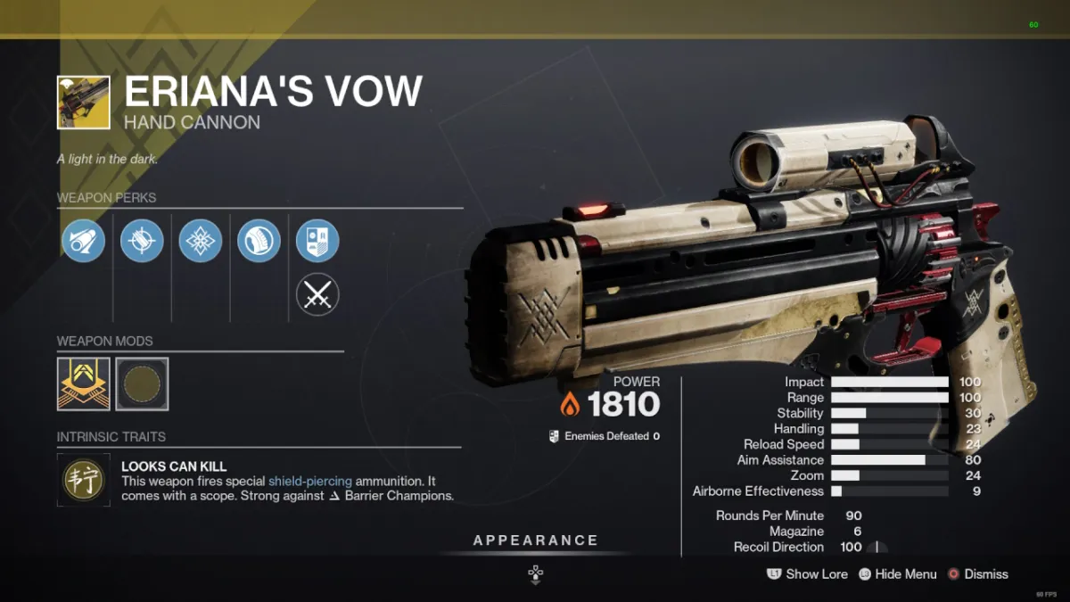 Liste des niveaux de Destiny 2 Hand Cannon : Meilleurs canons à main pour le PVP et le PVE