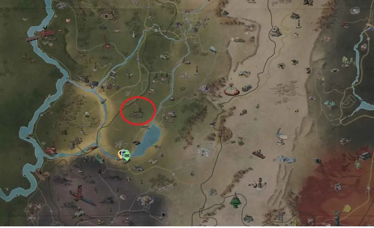 Emplacement du camp Mclintok de Fallout 761