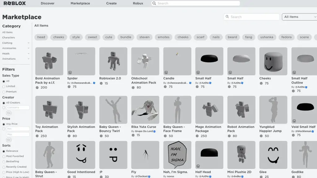 Vendez des articles UGC sur Roblox Marketplace gratuitement Robux