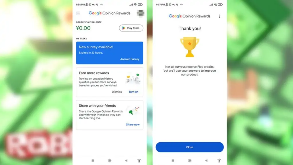 Échangez des récompenses d'opinion Google contre des crédits Google Play et des Robux gratuits