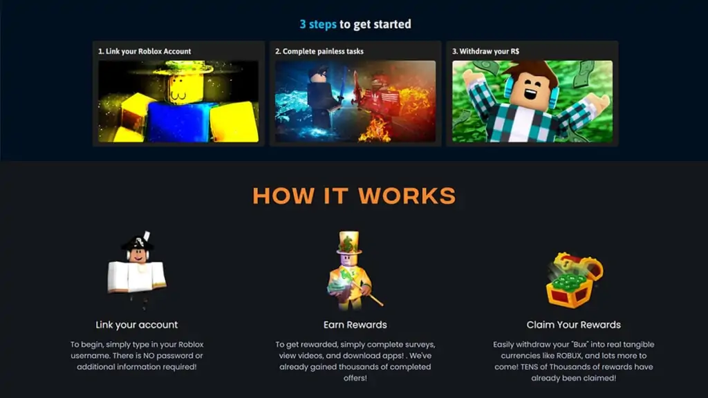 Remplissez les enquêtes Robux (fortement déconseillé)