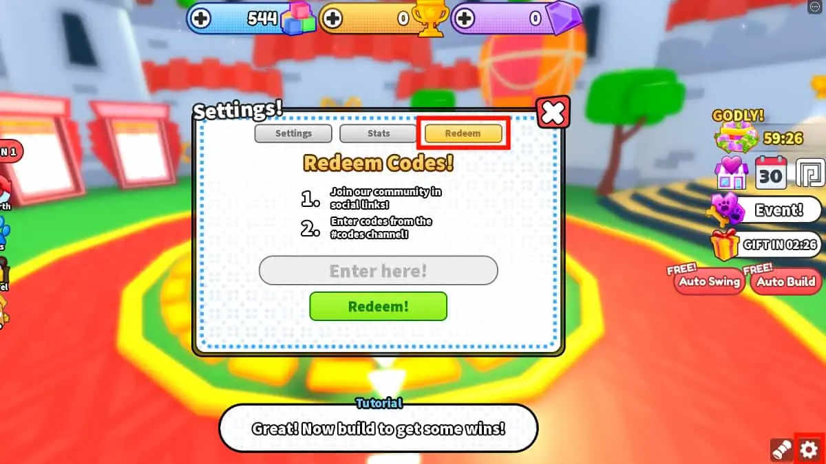 Échange de codes dans Roblox Build a Bridge Simulator.