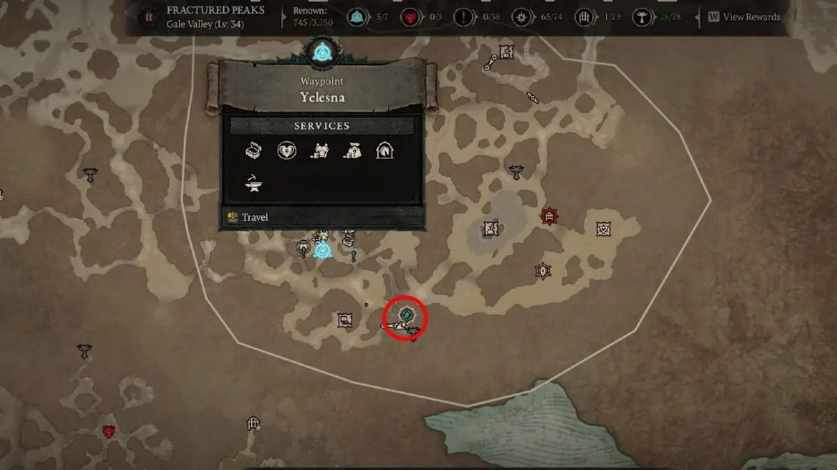 Emplacement du passage Telen Pine Diablo 4