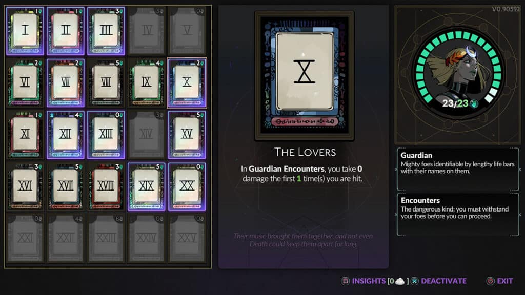 La carte Lovers Arcana dans Hadès 2.