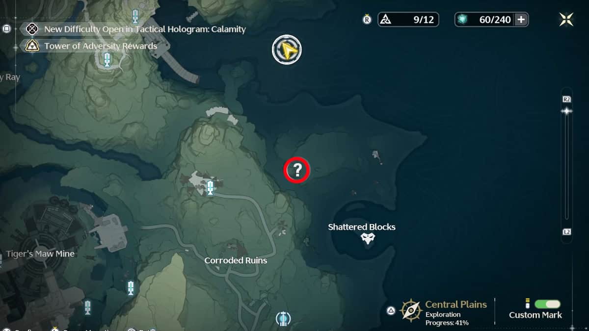 Emplacement du phare de Nameless Bay dans Wuthering Waves.