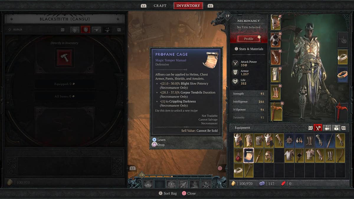 le manuel de trempe de la cage profane dans diablo 4 saison 4 loot renaît