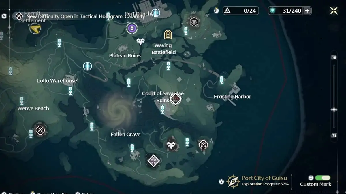L'emplacement du groupe Abomination Tacet Core dans Wuthering Waves