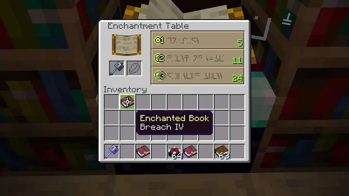 violation du livre d'enchantement dans minecraft