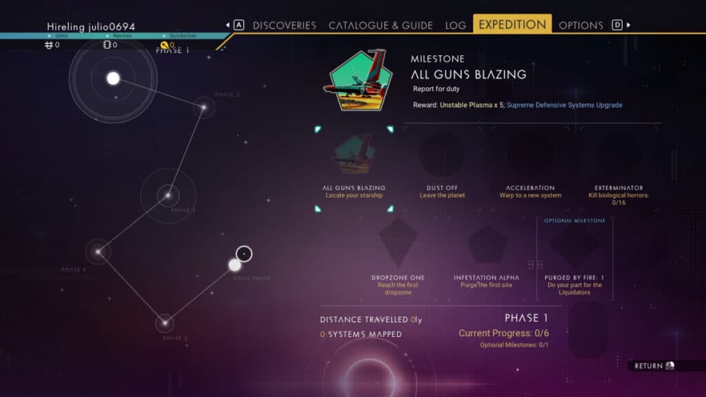 Expédition NMS Phase 1