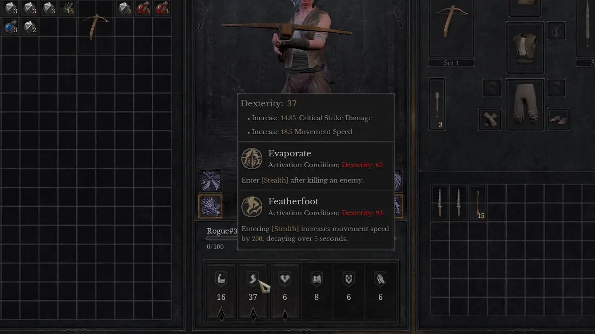 meilleures compétences de groupe et passives pour voleur dans dungeonborne