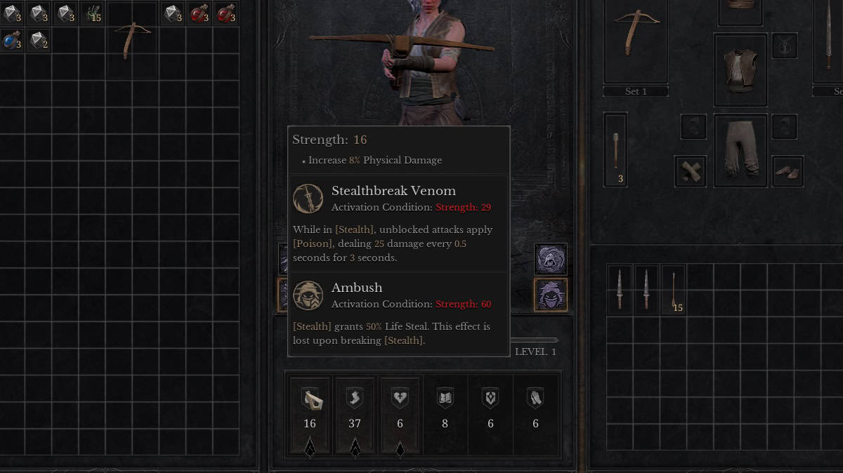 meilleures compétences solo et passives pour voleur dans dungeonborne