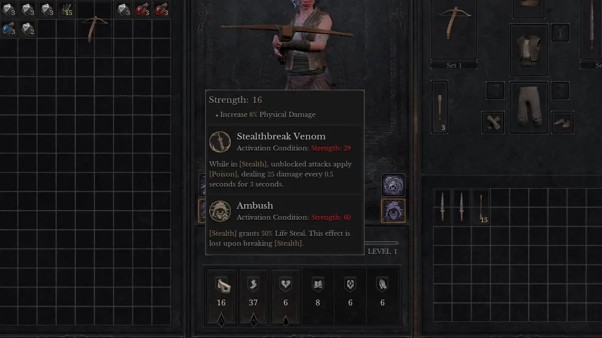 meilleures compétences solo et passives pour voleur dans dungeonborne