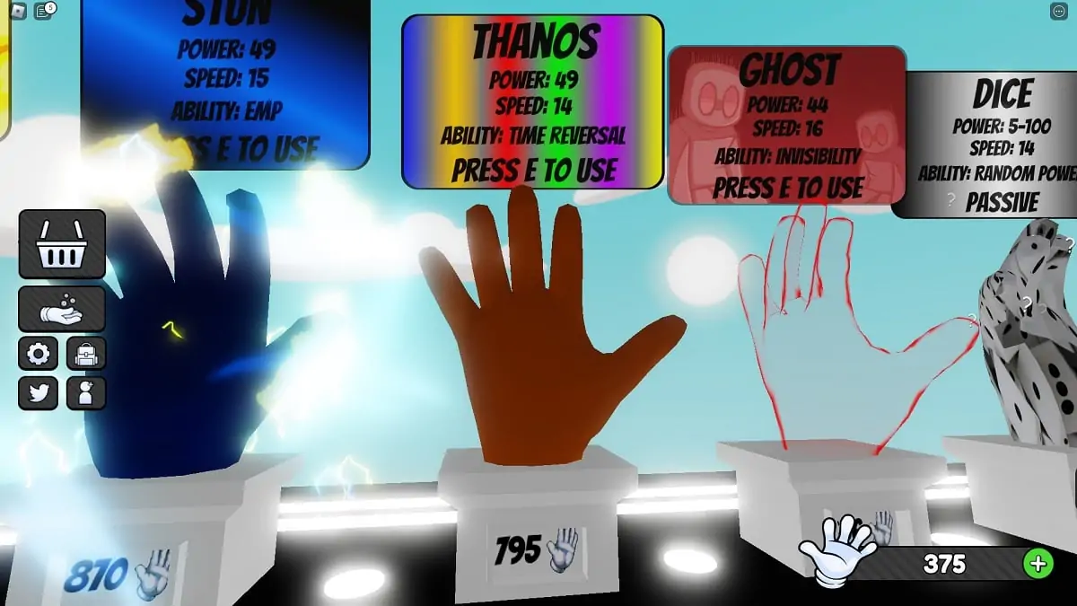 support de gant de Thanos dans les batailles de slap de Roblox
