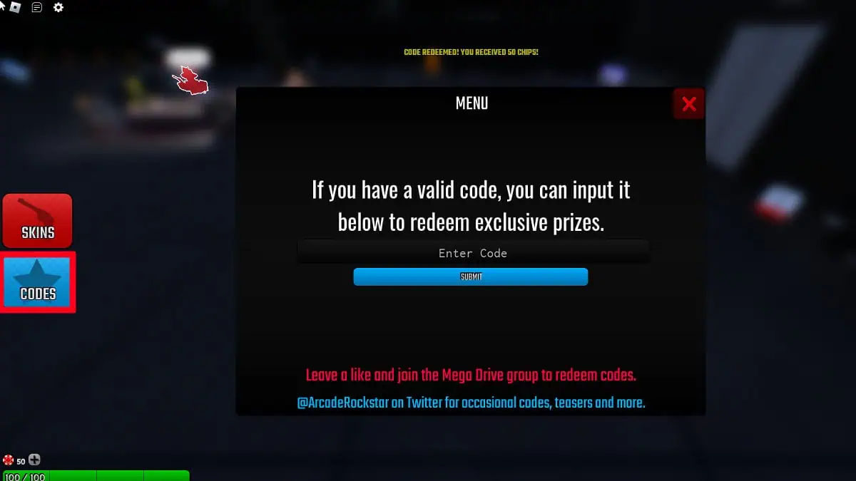 Échanger des codes dans Roblox Spindown