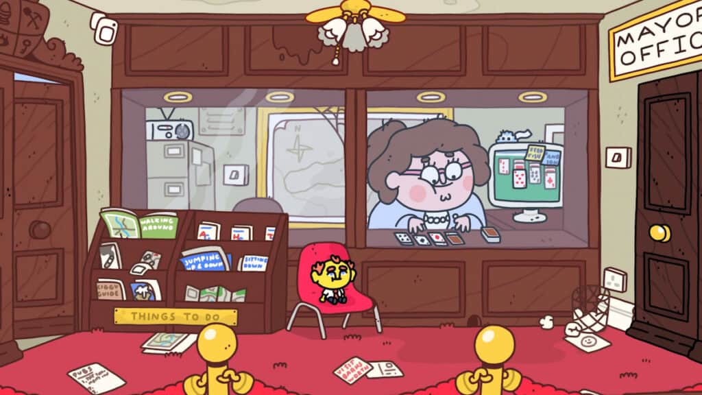 Une image de la zone de réception dans Thank Goodness You're Here!